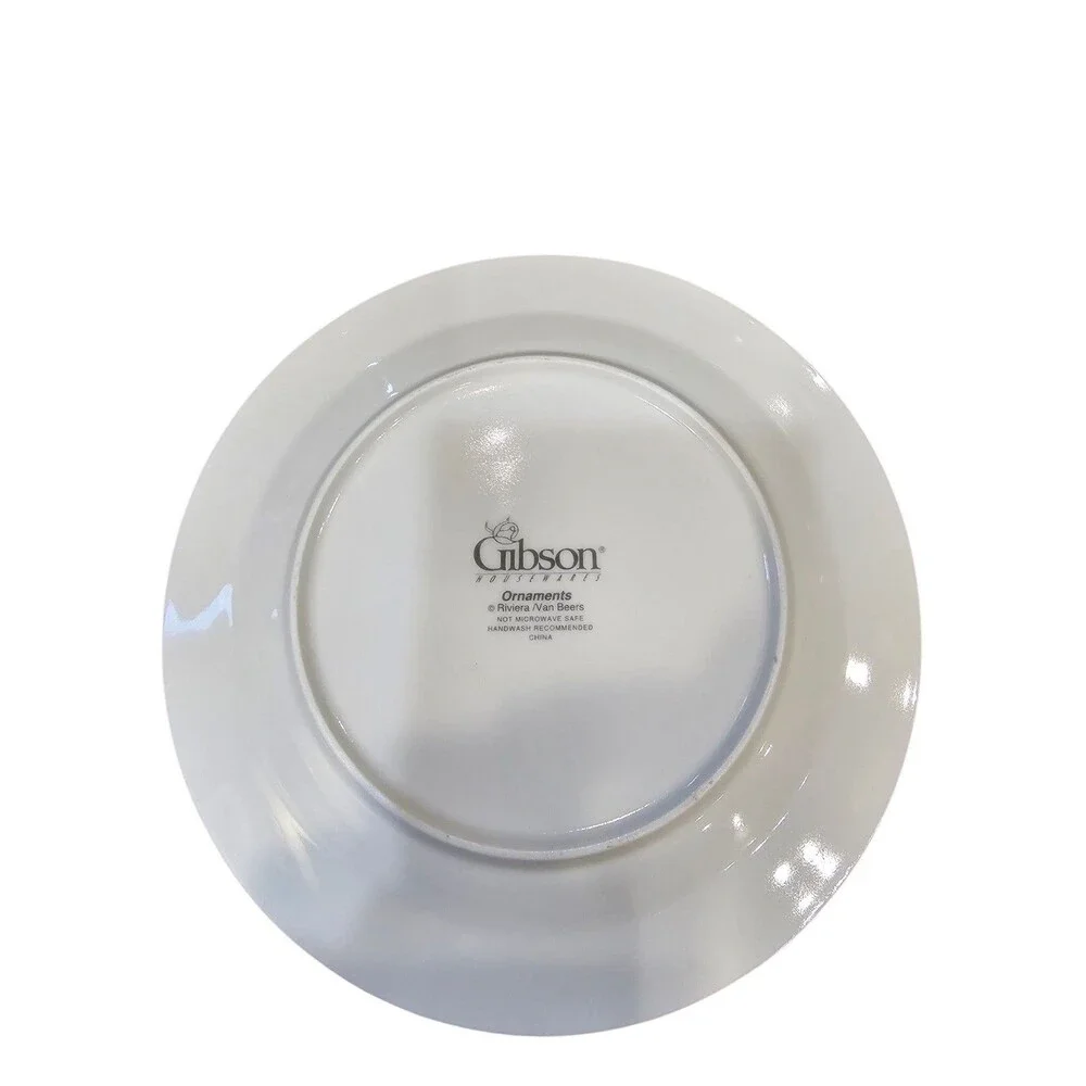 Vintage 2000 Gibson Ornaments Christmas Dessert Plates Set of 4 Round 7.5